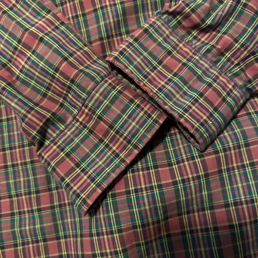 Ralph Lauren Menβs Plaid Dress Shirt Long Sleeve Size L Green Red - Picture 9 of 9